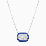 Cushion Cut Center Stone Double Halo Pendant Mounting - Shahin Jewelry